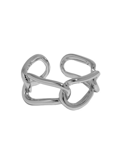 White gold [No. 13 adjustable] 925 Sterling Silver Hollow Geometric Vintage Band Ring